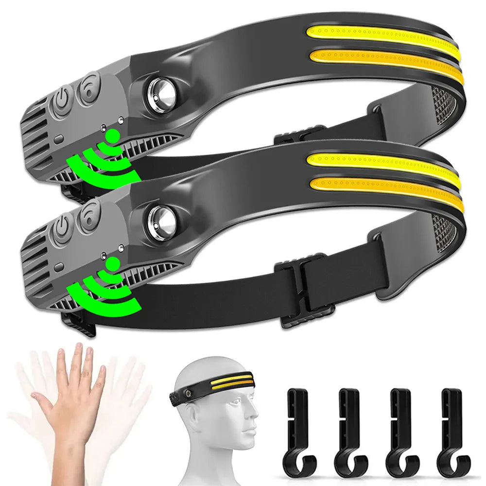 Head Lamp Led Induction Light USB Rechargeable Led Head Flashlight Work Light Head Torch With Built-in Battery Powerful Headlamp-WAYBIKER