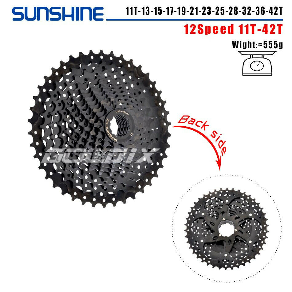 SUNSHINE Bicycle Cassette Black Mountain Bike Freewheel 8/9/10/11/12 Speed HG flywheel for SHIMANO HG Structure Specification-WAYBIKER