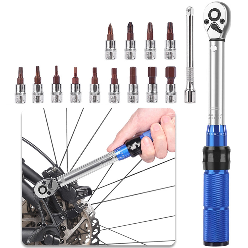 1/4" Square Drive Torque Wrench 2Nm to 24Nm Double Scale Precise Bike Repair Hand Tools Two-way Ratchet Key Bicycle Spanner Tool-WAYBIKER