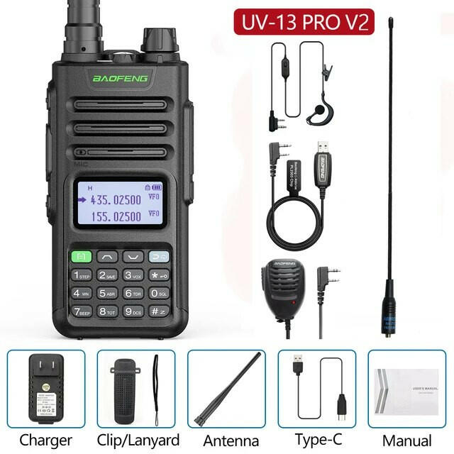 Baofeng UV-13 PRO Ham Radio 16 KM Long Range Distance Dual Band 999 Channel Type-C Charging Walkie Talkie Upgrade UV-5R UV-10R-WAYBIKER