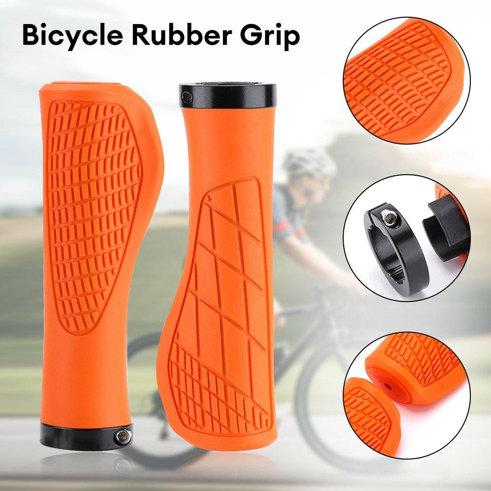 2PCS Non-slip Mountain Bike Handlebar Grips Soft Rubber MTB Grips Anti-skid Comfortable Lockable Bicycle Grips Bike Parts-WAYBIKER