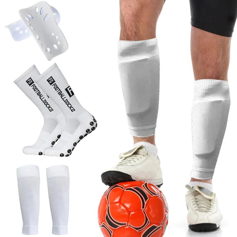 Anti Slip Soccer Socks Calf Sleeves and Leg Pads Set Outdoor Sport Running Stretch Socks Athletic Football Socks with Gripper-WAYBIKER