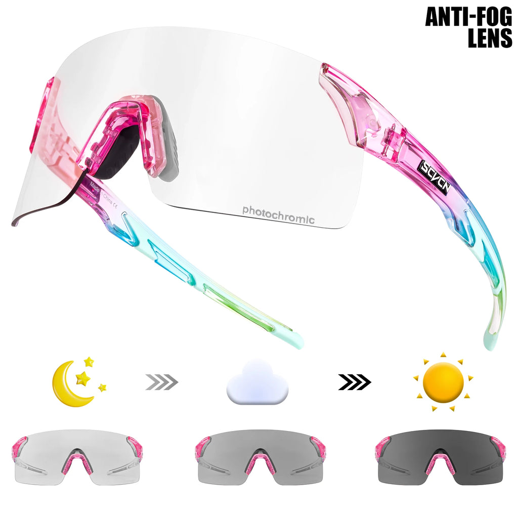 SCVCN Outdoor Anti Fog Photochromic Sunglasses Men Road Anti-fog Cycling Glasses Bicycle Women Bike MTB UV400 Sports Eyewear