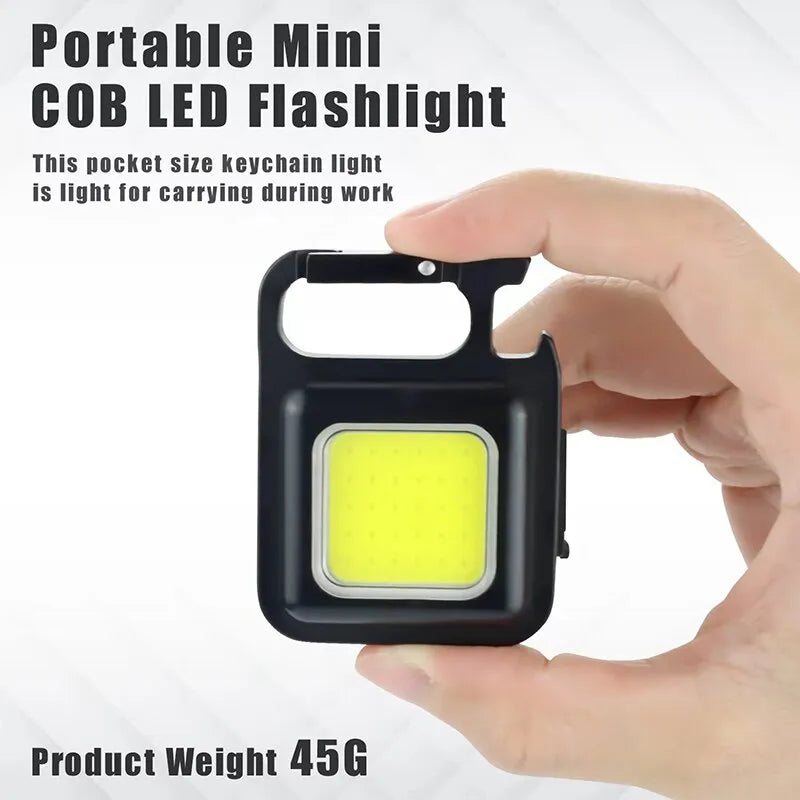 Multifunction Mini COB Keychain Light USB Rechargeable Emergency Lamps Magnetic Repair Work Outdoor Camping Flashlight-WAYBIKER