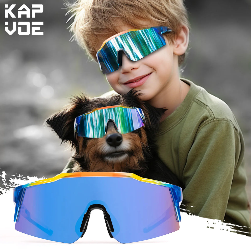 Kapvoe Child Sunglasses Cycling Glasses for Kids Bike UV400 Boys Girls Parent-child Outdoor Bicycle Sports Protection Eyewear-WAYBIKER