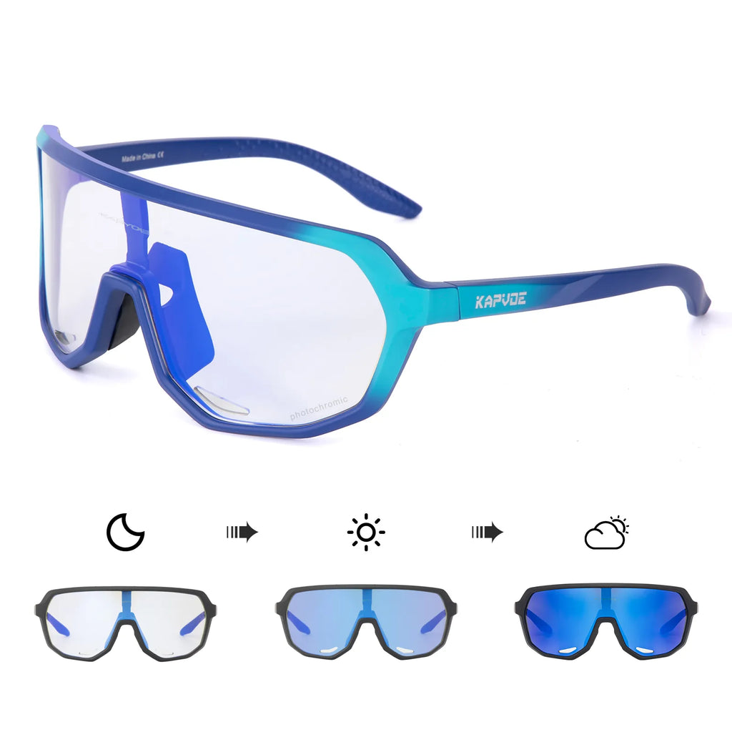 KAPVOE Outdoor Sport Photochromic Cycling Sunglasses UV400 Road Bike Cycling Glasses for Men Women MTB Driving Bicycle Goggles-WAYBIKER