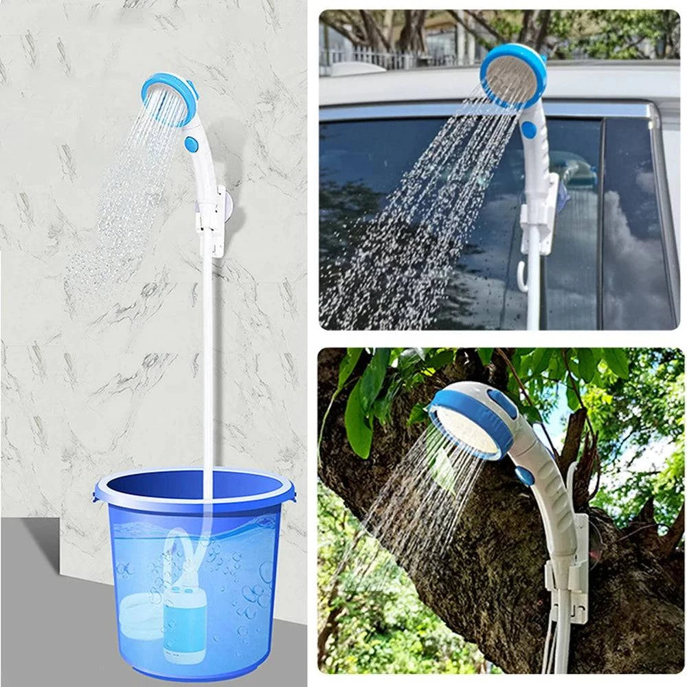 Outdoor Camping Shower Portable Electric Shower Pump IPX7 Waterproof & 5000mAh Rechargeable Battery Powered for Camping Hiking-WAYBIKER