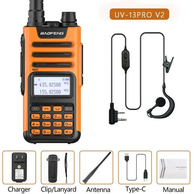 Baofeng UV-13 PRO Ham Radio 16 KM Long Range Distance Dual Band 999 Channel Type-C Charging Walkie Talkie Upgrade UV-5R UV-10R-WAYBIKER