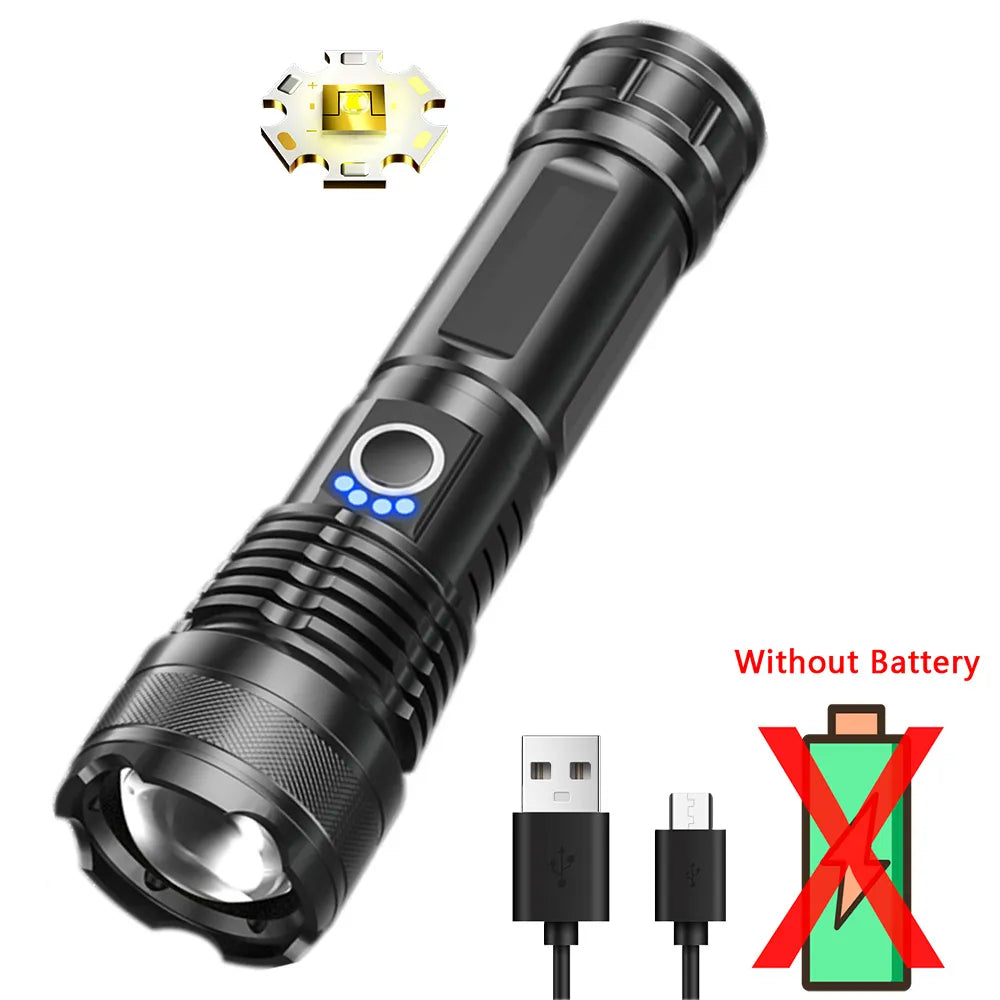 USB Rechargeable LED Flashlights High Lumens Super Bright Tactical Handheld Flash Light Zoomable,Waterproof  Emergency Lantern-WAYBIKER