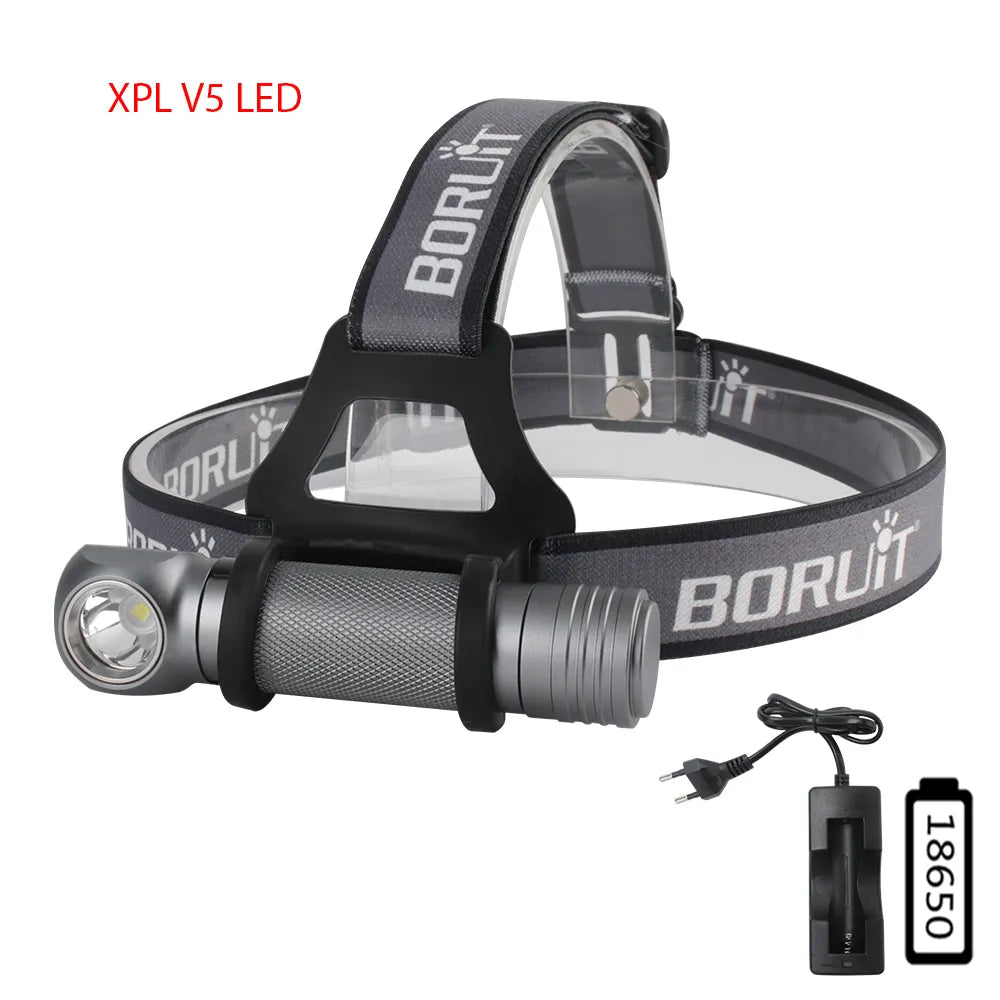 BORUiT V5 LED 1000LM Headlamp 3-Mode Waterproof Flashlight Use 18650 Battery Head Torch Camping Hunting Powerful Headlight-WAYBIKER