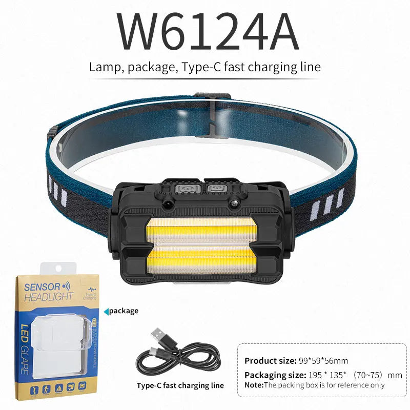 USB Rechargeable Headlights Outdoor Household Portable LED Headlamp with Built-in 1800mah Iithium Battery Head Lamp-WAYBIKER