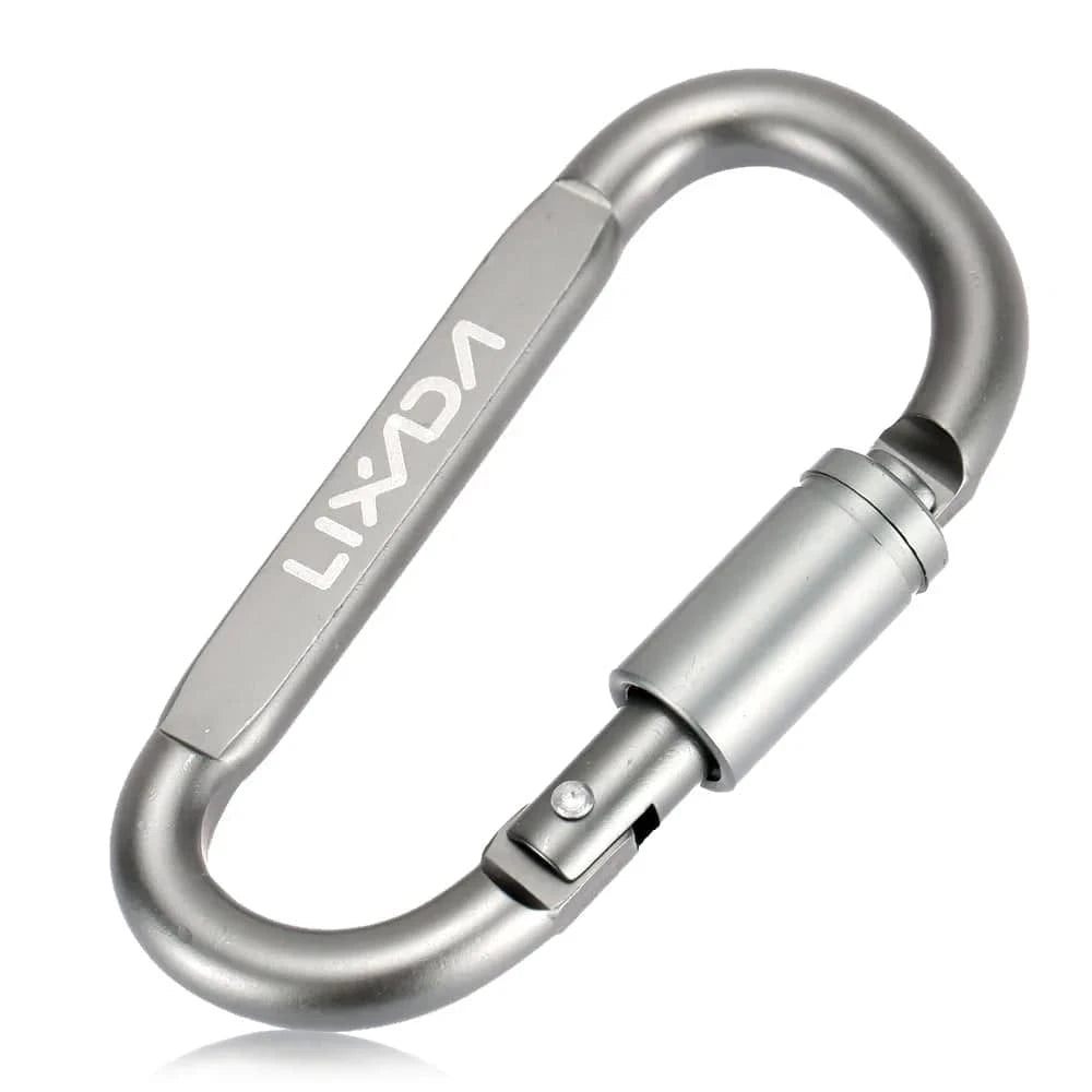 Lixada Aluminum Alloy D-ring Locking Carabiner Screw Lock Hanging Hook Buckle Keychain for Outdoor Camping Hiking-WAYBIKER