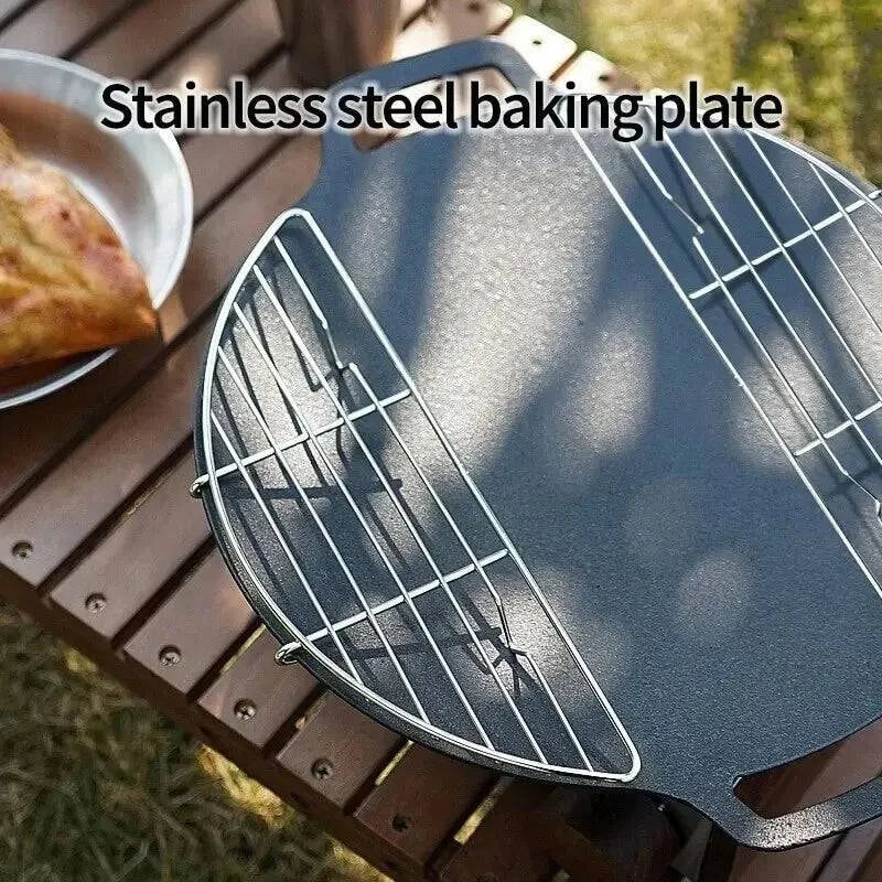 Outdoor Barbecue Net Steam Rack Stainless Steel Camping Barbecue Frying Pan Barbecue Meat Drain Anti Scorching Grill-WAYBIKER
