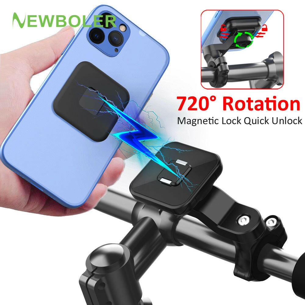 NEWBOLER Magnetic Motorcycle Bicycle Phone Holder 3M Sticker Bicycle Holder 360° Rotatable MTB Phone Mount Stand Cycling Bracke-WAYBIKER