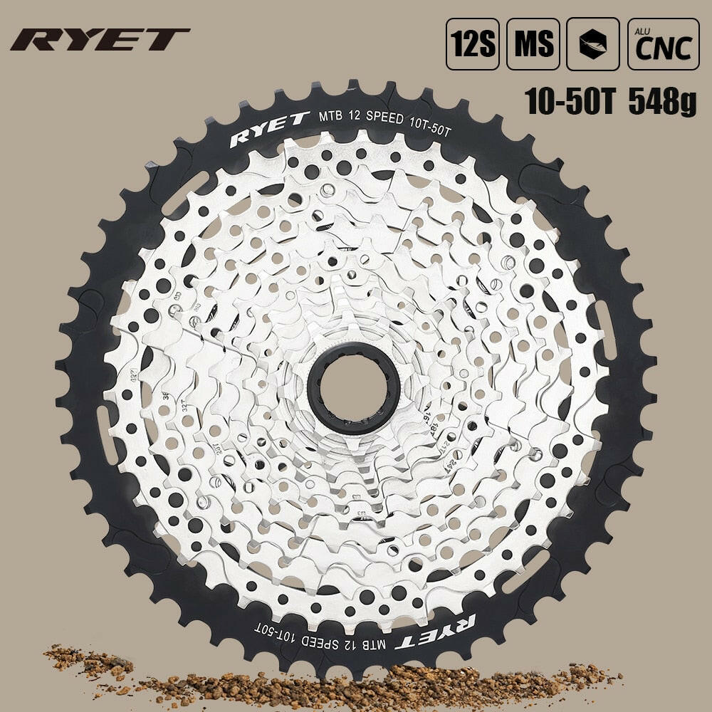 RYET MTB Cassette 12 Speed 10-50T SHIMANO Micro Spline Cassette 10-50T Sprocket 12S Freewheels 12V CASSETTE Bicycle Accessories-WAYBIKER