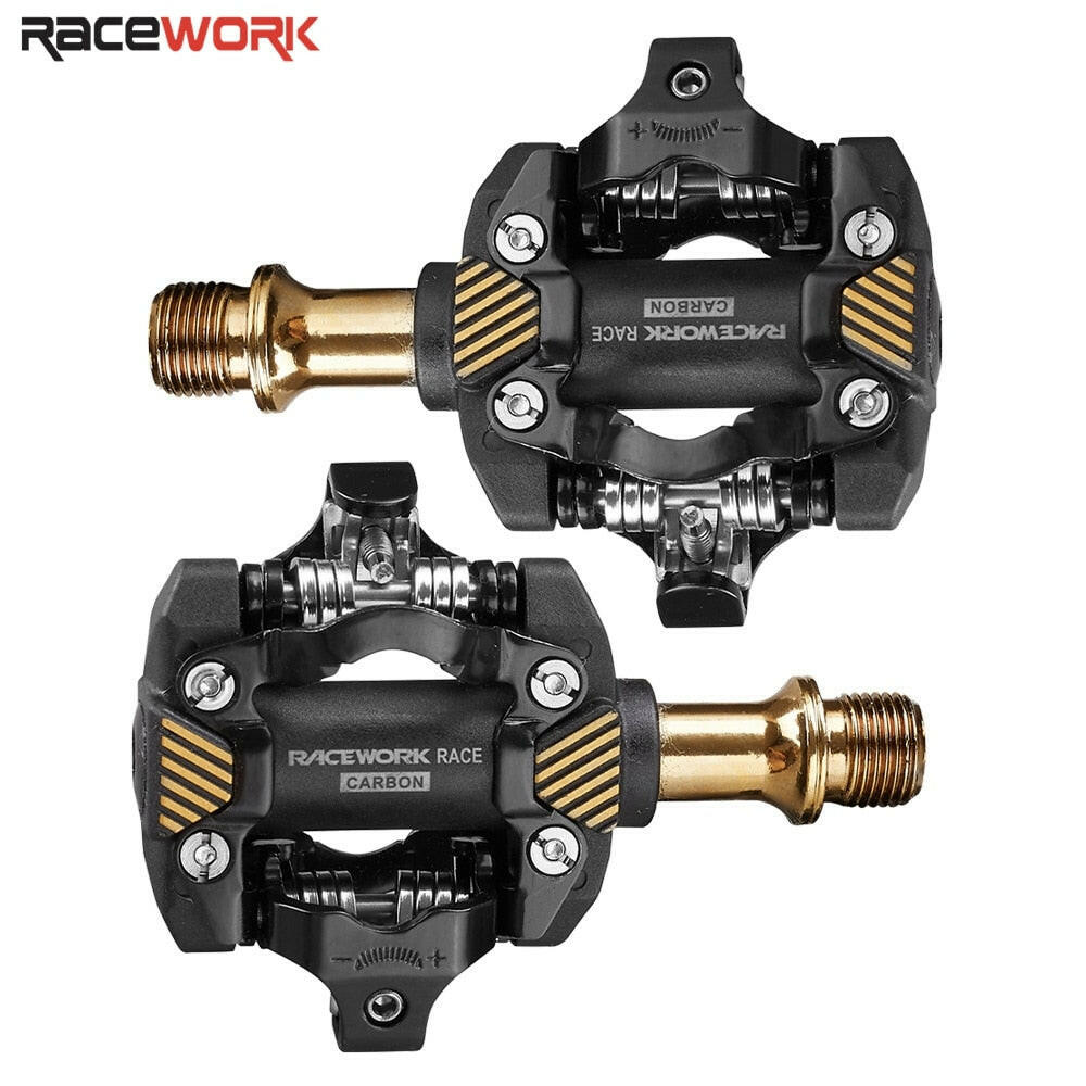RACEWORK Mtb Pedals Mountain Bike Automatic Pedalen Clip Bicycle Paddle Spd Cleats Footrest Self-locking for Cycling Bearings