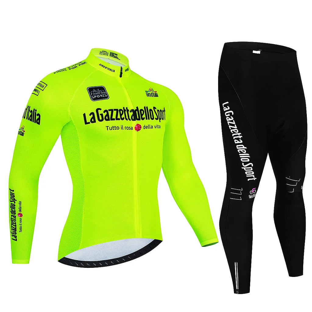 Tour De Giro D'ITAL Autumn Long Sleeve Cycling Jersey Set Bicycle Sportwear Suit Road Bike MTB Bike Wear Ropa Ciclismo Uniform-WAYBIKER