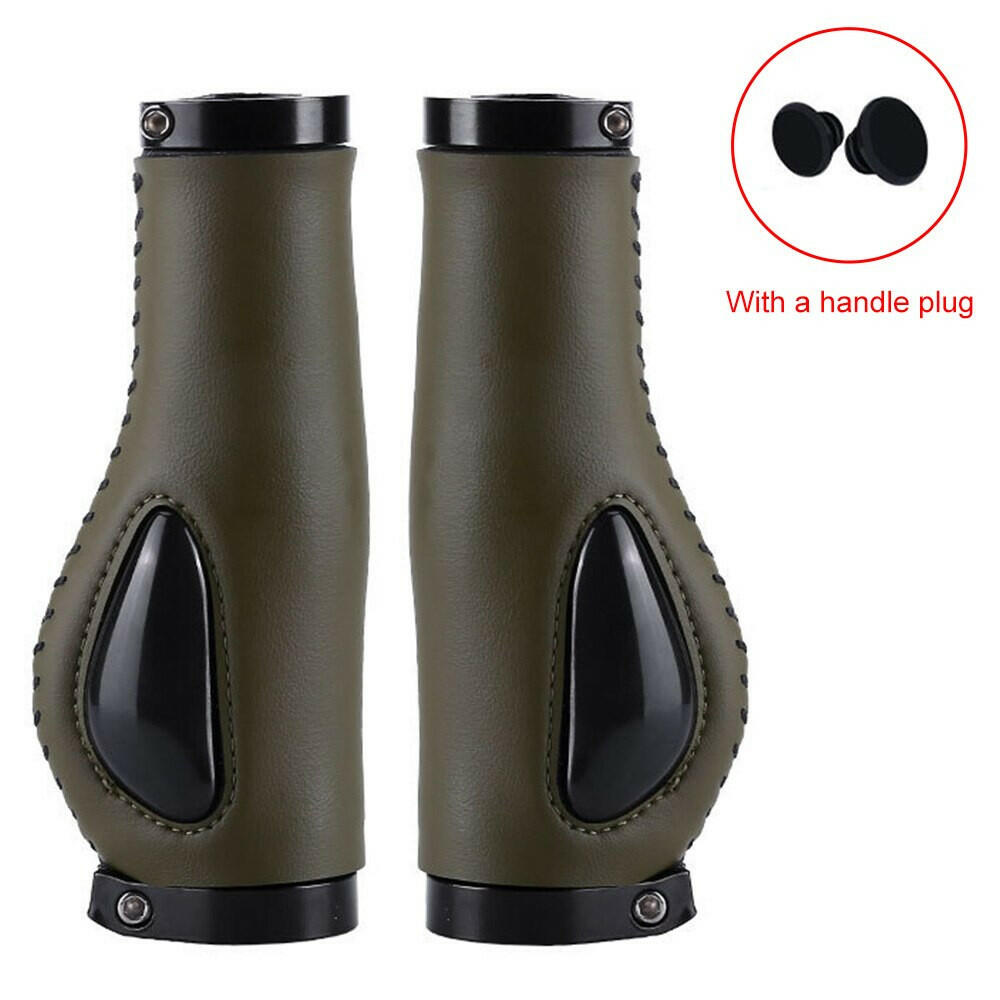 Mountain Bike Handlebar Grips Non-slip MTB Handle Ergonomics Bilateral Lock Bicycle Grips Shockproof Leather Handle Bar Grips-WAYBIKER