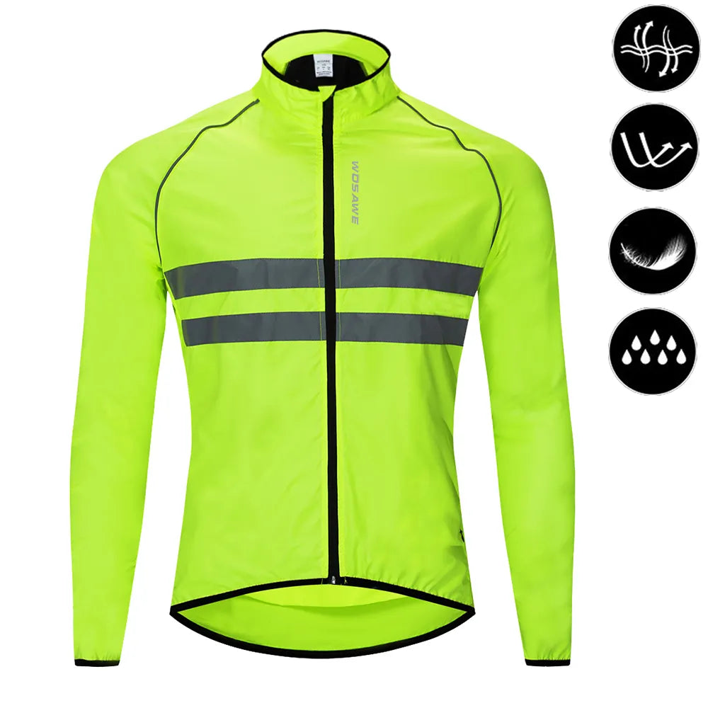 WOSAWE Men Cycling Windbreaker MTB Bicycle Long Sleeve Coat Water Resistant Outdoor Sport Jersey Bike Jacket Cycling Clothing-WAYBIKER