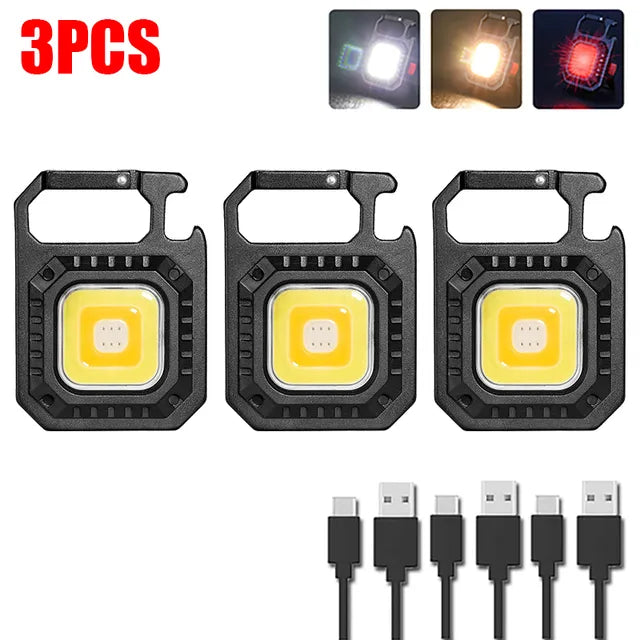 800LM Mini LED Flashlight USB C Rechargeable Keychain Light Multifunctional Work Light Outdoor Camping Lantern Fishing Torch-WAYBIKER