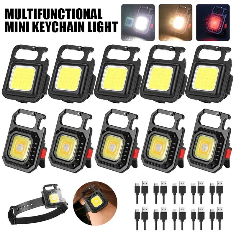 Mini Portable Led Flashlight USB Rechargeable Keychain Light Pocket Torch COB Work Lights Outdoor Camping Emergency Lamp Lantern-WAYBIKER