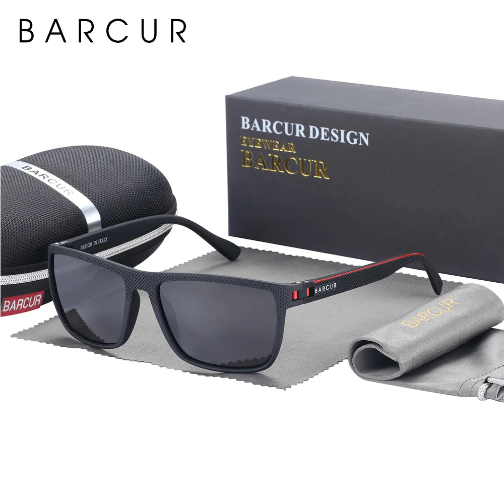 BARCUR Cycling Sunglasses for Men Sports Sun Glasses Fishing Travel TR90 Ultra Light Square Sun Glasses Women Eyewear Accessory-WAYBIKER
