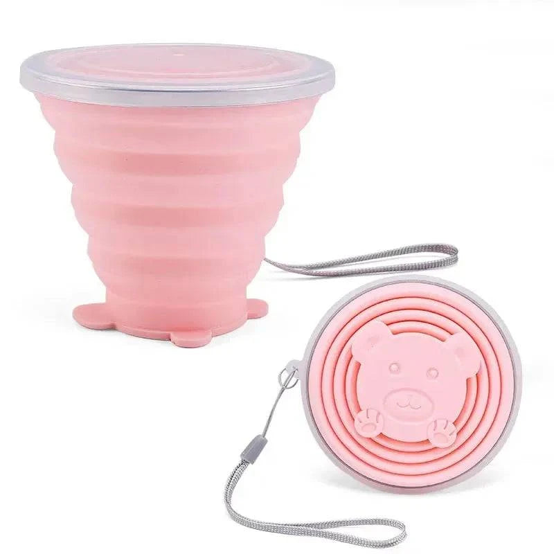180ML Portable Silicone Folding Water Cup Outdoor Heat Resistant Foldable Mug With Lid Collapsible Travel Drinking Cups-WAYBIKER
