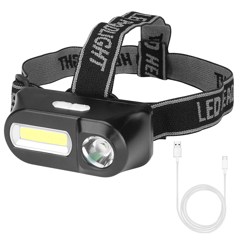 Mini COB LED Headlight Headlamp Portable Front Head Lamp Flashlight Outdoor Super Bright Torch Camping Hiking Night Fishing Lamp-WAYBIKER