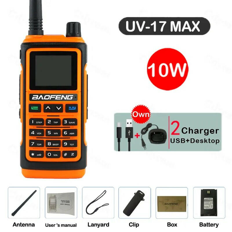 Baofeng UV17 MAX V2 UV17L Walkie Talkie Type-C Long Range Ham Radios Scanner FM Function Professional 2Way Radio 999CH UV17 PRO-WAYBIKER