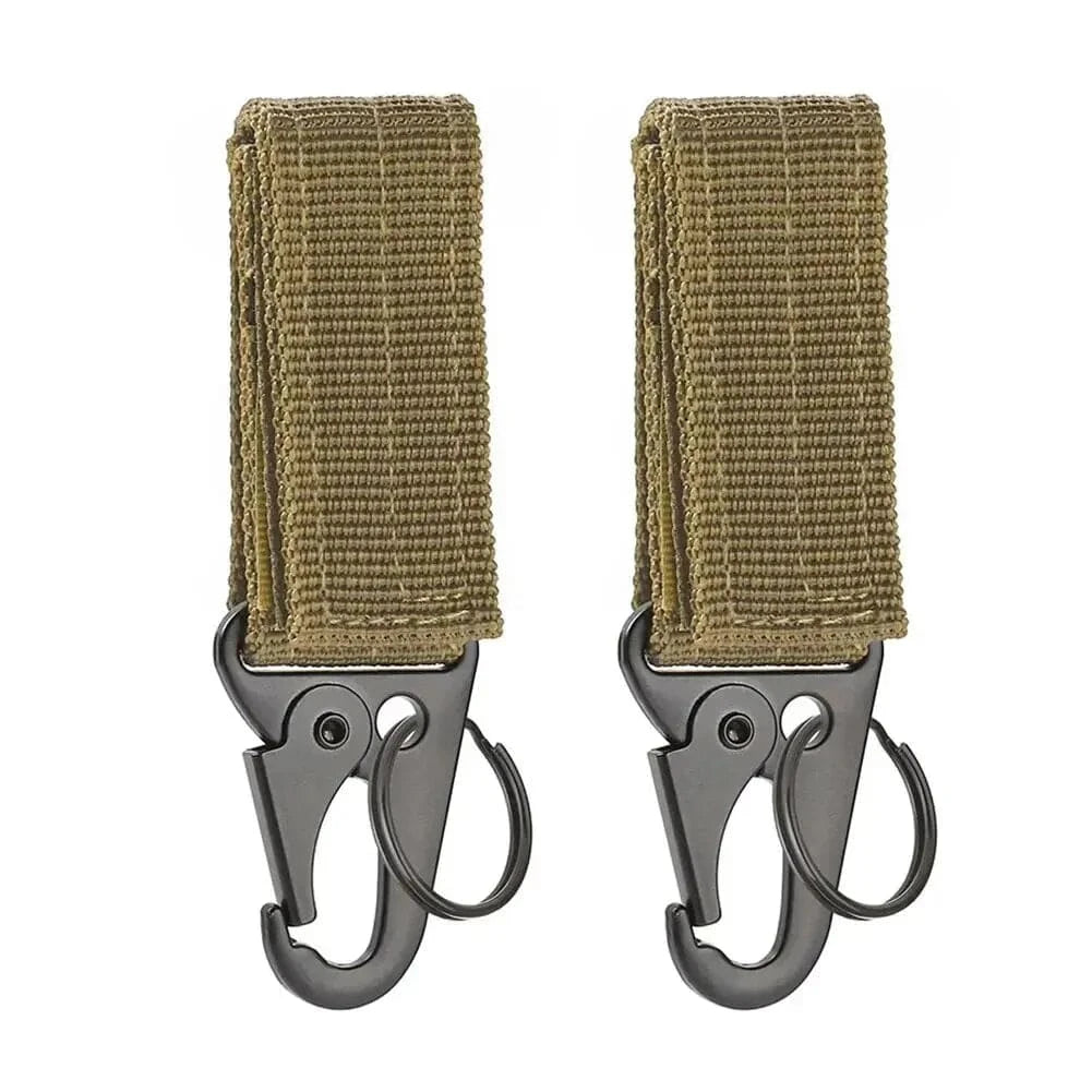 2pcs Tactical Hanging Buckle Molle Nylon Webbing Carabiner Belt Triangle Keychain for Outdoor Climbing Camping Tool Accessory-WAYBIKER