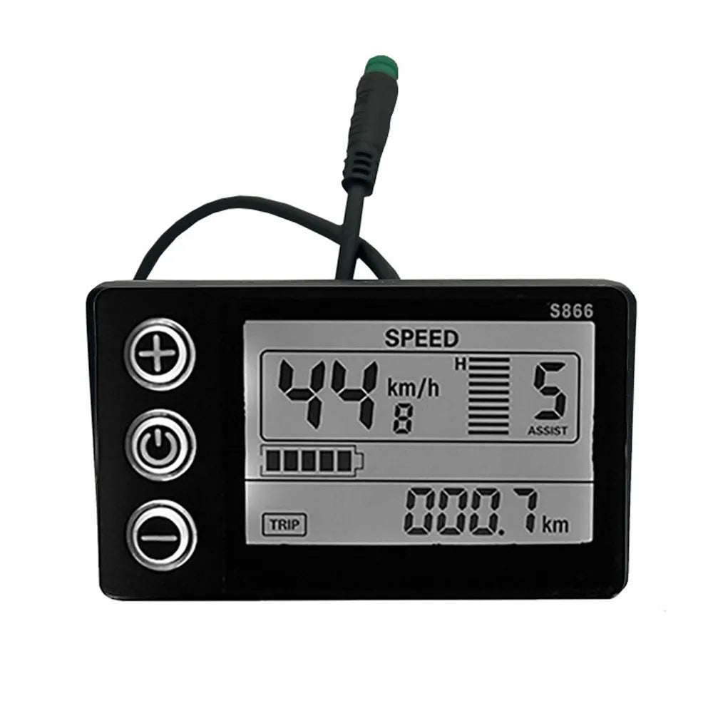 S866 24V 36V 48V Electric Bike LCD Display E-Bike Electric Scooter Display Meter Control Panel with Waterproof Plug