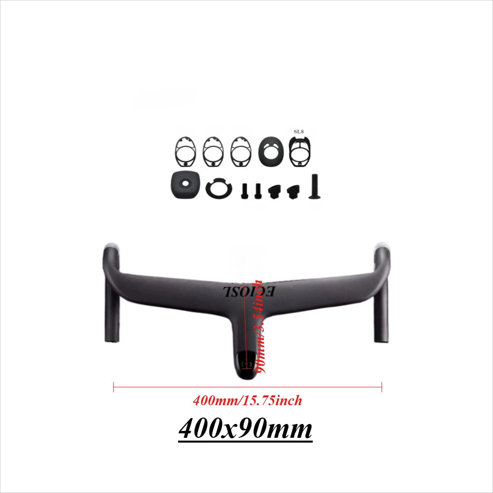 ECIOSL Carbo handlebar carbon stem roval Internal Cable Routing Road Bicycle Handlebar Cockpit Di2 color changing laser