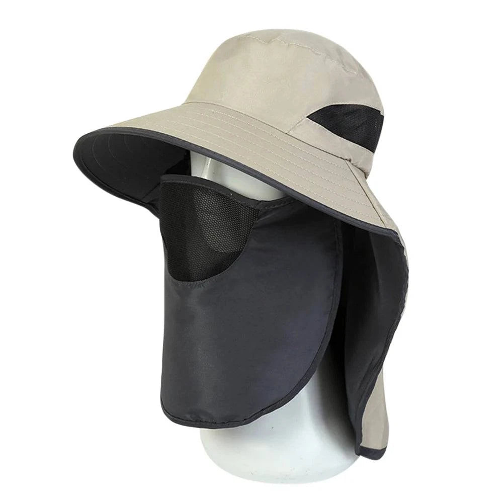 UV-Protection Hat Hiking Hat with Removable Mesh Face Neck Flap Cover Fishing Cap for Man Women-WAYBIKER
