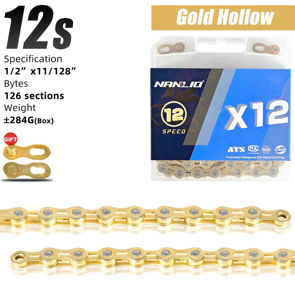Nanlio Bicycle Chain 116L  X9 X10 X11 X12 9/10/11/12 Speed Road MTB Bike Chain Crankset 8 9 10 11 12s Derailleur hollow 126L box-WAYBIKER