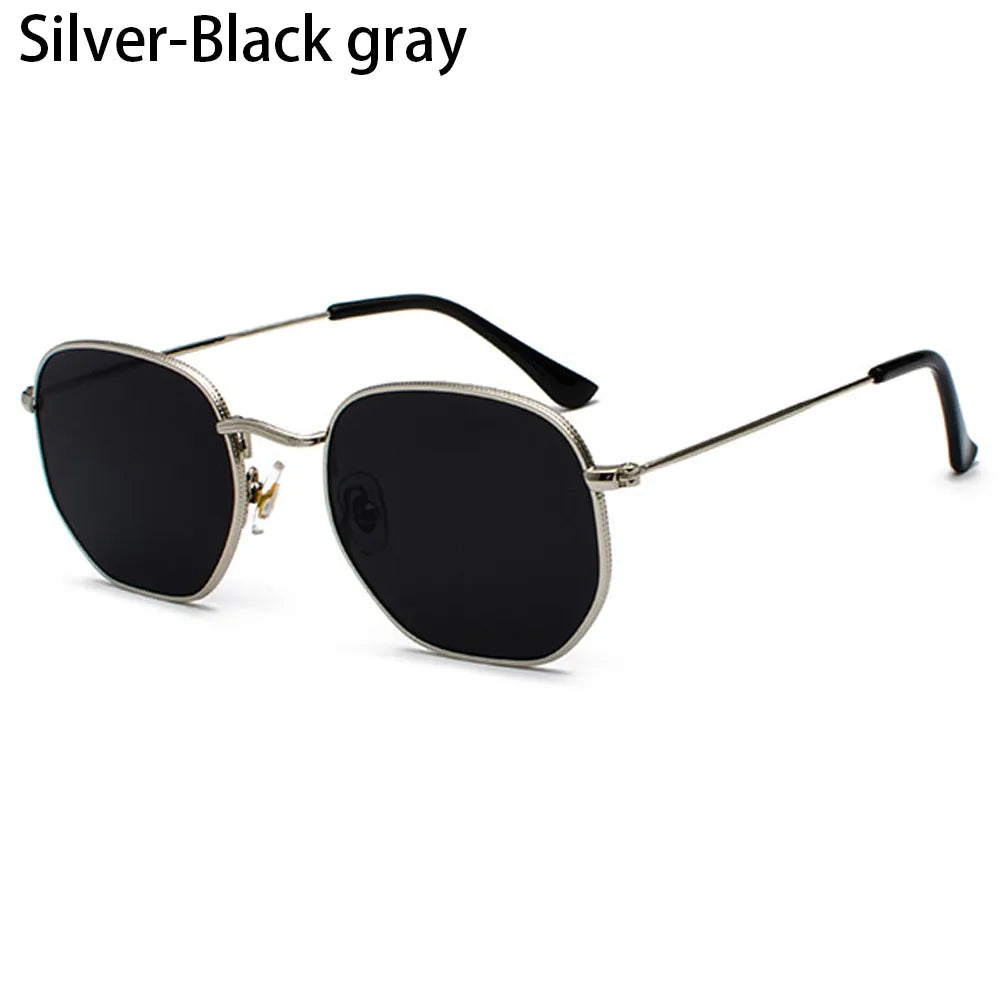 Small Square Sunglasses for Men and Women Polygon Mirrored Lens Sun Glasses Driving Eyewear Fashion Metal Frame Glasses UV400-WAYBIKER