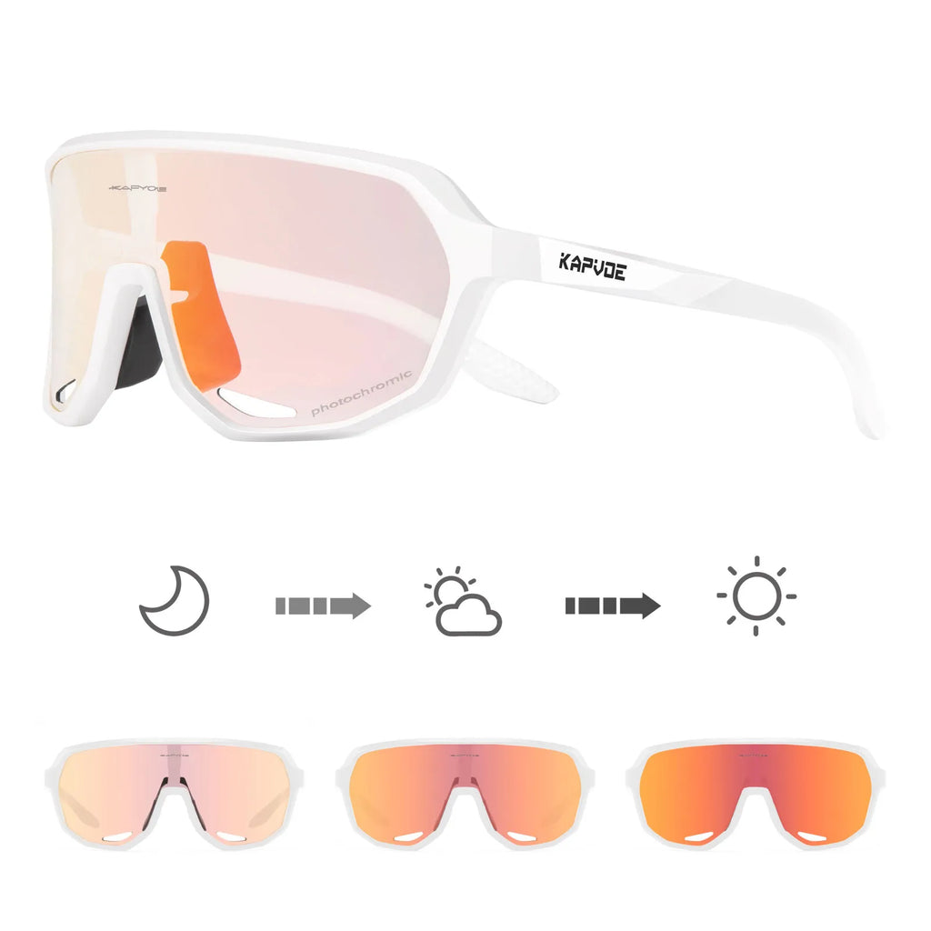 KAPVOE Outdoor Sport Photochromic Cycling Sunglasses UV400 Road Bike Cycling Glasses for Men Women MTB Driving Bicycle Goggles-WAYBIKER