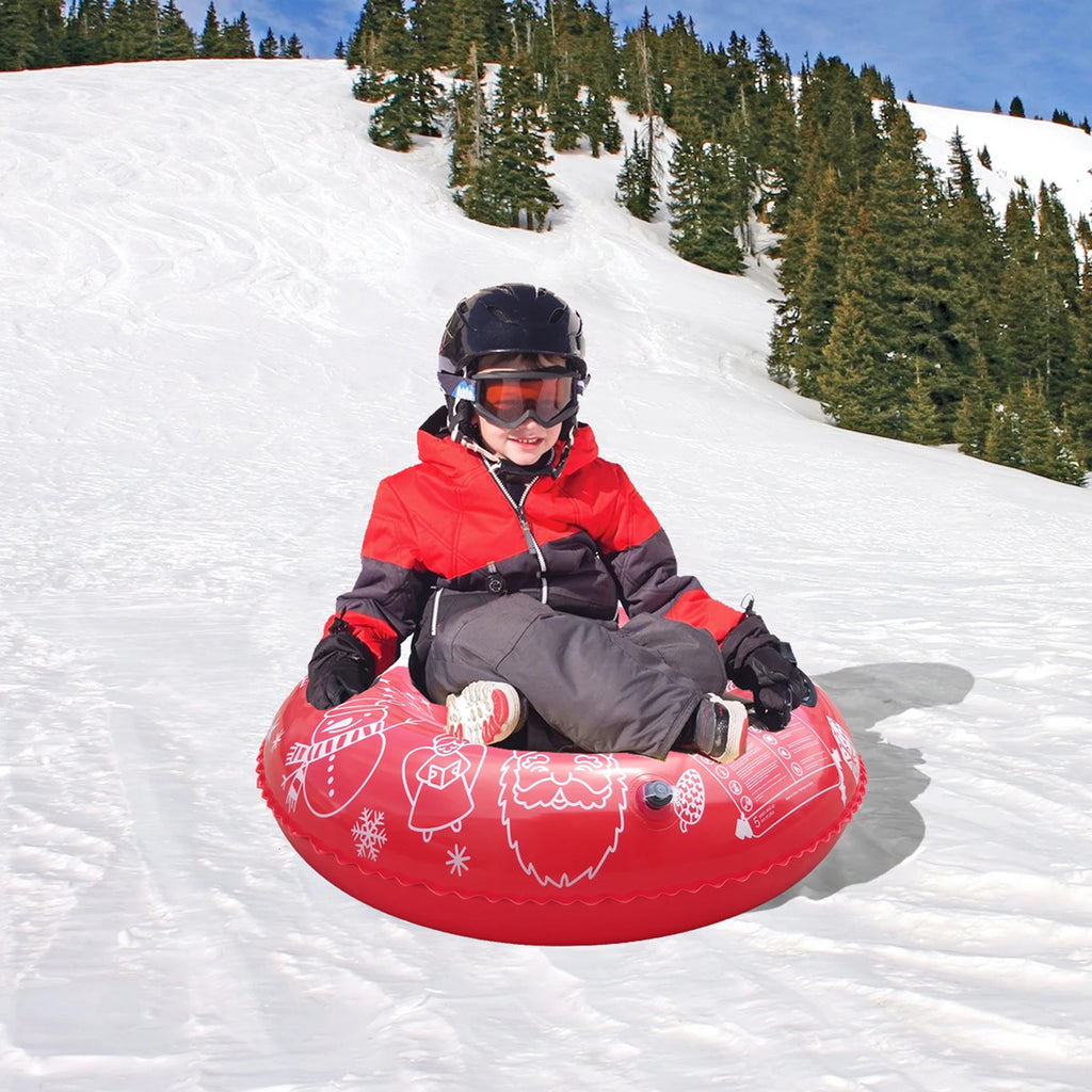 Inflatable Snow Tube Ski Ring PVC Sledding Tube Foldable Thicken Snow Tubing Cold-resistant Winter Snow Tube with Handle-WAYBIKER
