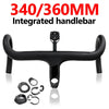 340/360MM Carbon Handlebar Road Integrated Handlebar With Stem Handlebar for 28.6mm-WAYBIKER