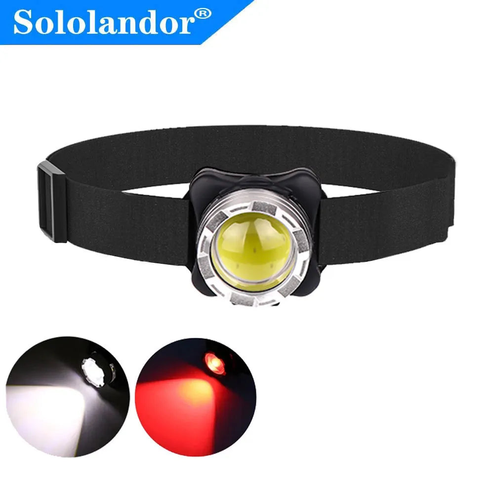 Powerful Headlamp USB Rechargeable Headlight COB LED Head Light with Built-in Battery Waterproof Head Lamp White Red Lighting-WAYBIKER