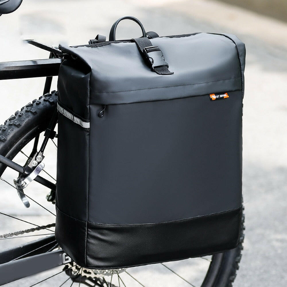 WEST BIKING 30L Large Capacity Bike Pannier High Reflective Bicycle Shelf Luggage Bag MTB Road Cycling Trunk Bag saddle bag-WAYBIKER