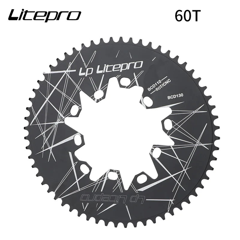 LITEPRO Oval Chainring 130 110 BCD Folding Bike Super Light Chain Wheel Crank Crankset 130BCD 52T 54T 56T 58T 60T