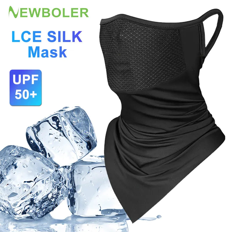 NEWBOLER  Summer Bicycle Face Mask Ice Fabric Anti-sweat Breathable Sport Cycling Running Scarf Headwear Men Women Bike Mask-WAYBIKER