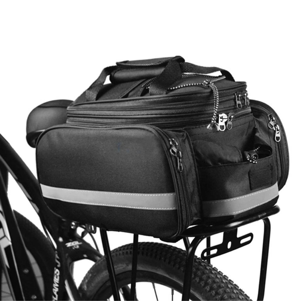 Bicycle Rear Seat Bag Expandable MTB Bike Rack Bag Cycling Luggage Carrier Trunk Bag with Rain Cover-WAYBIKER