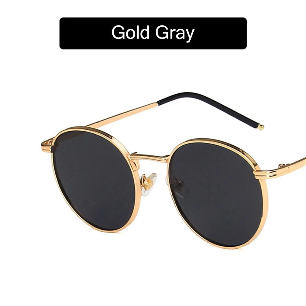 Round Sunglases Metal Frame Sun Glasses Women Men Eyewear Glasses UV400 Shades for Driving Fishing Cycling-WAYBIKER