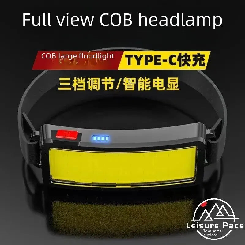 High Brightness COB Headlamp USB Rechargeable Night Fishing Light Outdoor Cycling Floating Button Power Supply LED Light Source-WAYBIKER