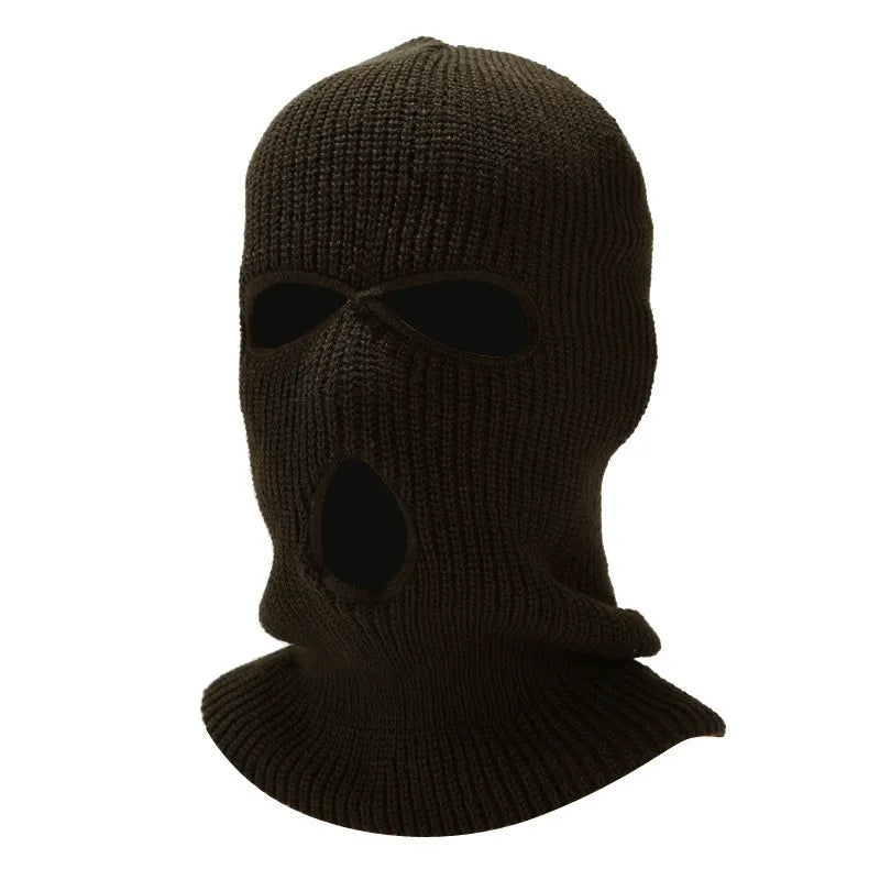 2023 New Fashion 3-Hole Knitted Full Face Cover Ski Mask Winter Balaclava Warm Knit Full Face Mask For Outdoor Sports-WAYBIKER