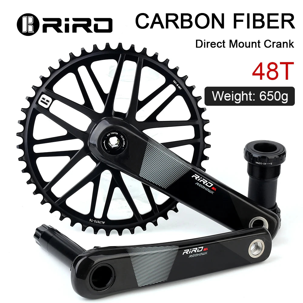 RIRO Carbon Fiber Crank Road Bike 11/12 Speed 50-34/53-39T Direct Mount Bicycle Crankset 170mm 46/48/50/52T Chainring Bike Parts