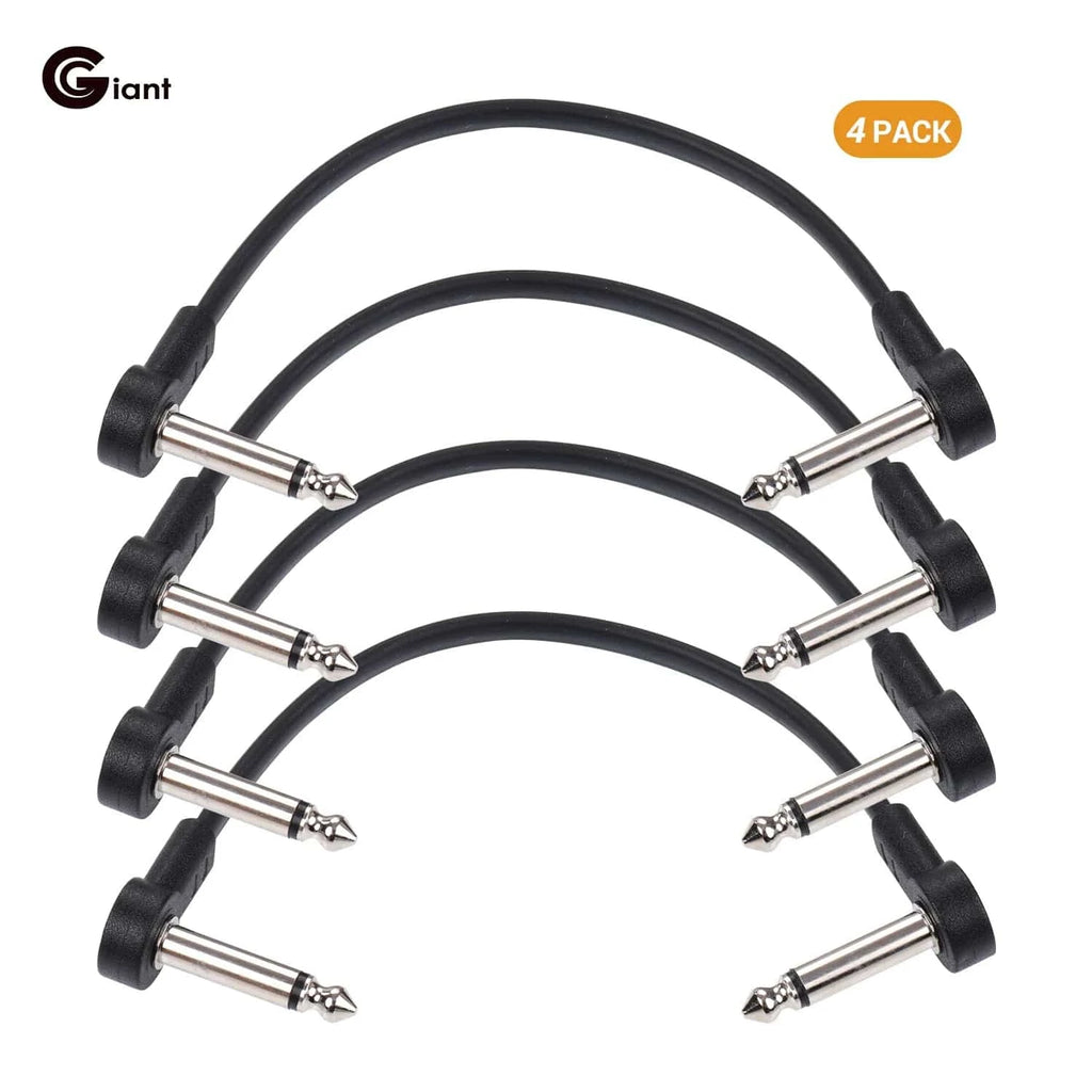 Ggiant AC-8 Guitar Effect Pedal Flat Patch Cables 6 Inch Length with 1/4 Inch Right Angle Connectors Patch Cable Kit 4 Packs-WAYBIKER