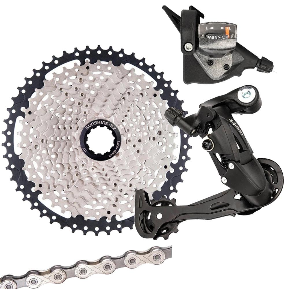 SUNSHINE MTB 11 Speed Groupset Bicycle K7 Cassette HG Hub Gear 11V Chain 1X11S Mountain Bike Shifter Rear Derailleur Long Cage-WAYBIKER