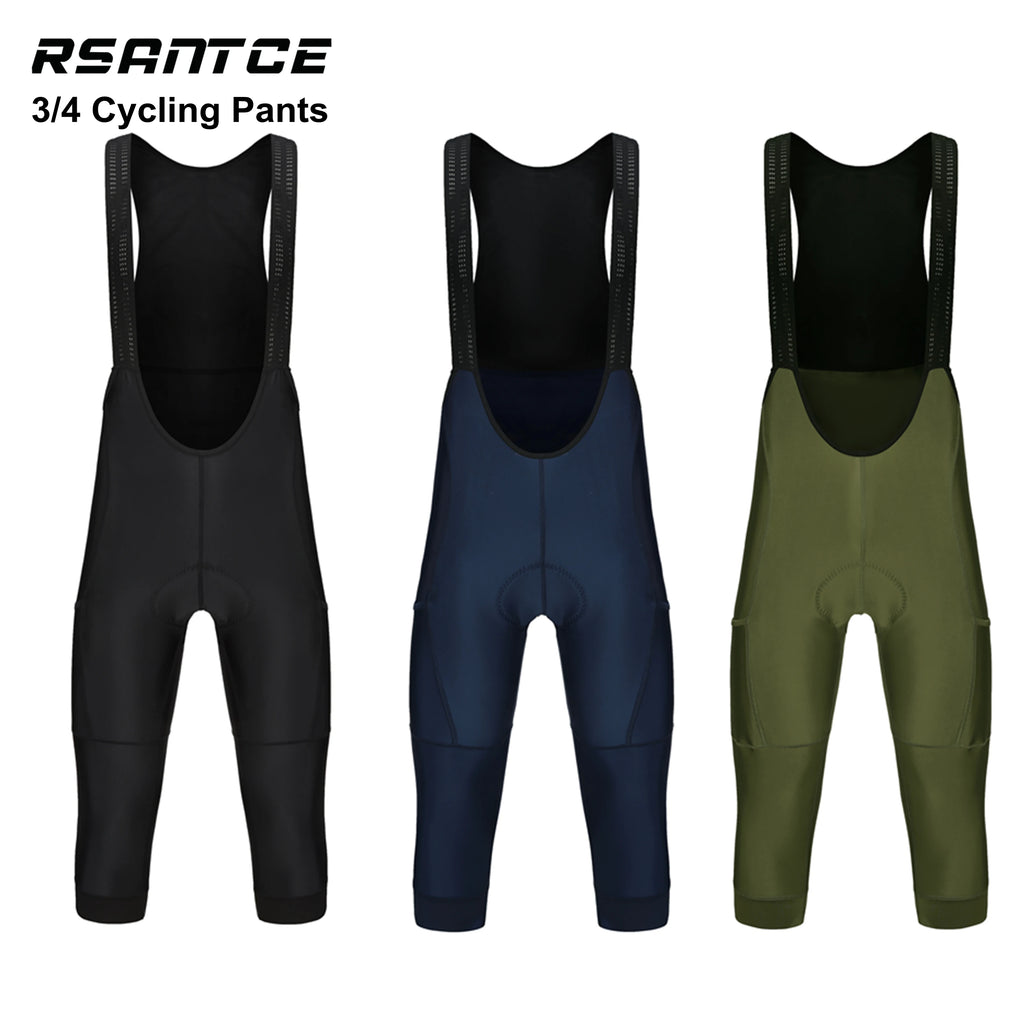 Rsantce 2024 Men 2 Pockets 3/4 Cycling Bib Shorts Summer Spring Autumn Bicycle Pants Bike Mtb Clothing Trousers
